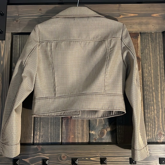 Max Studio houndstooth cropped military bomber jacket - Picture 3 of 5